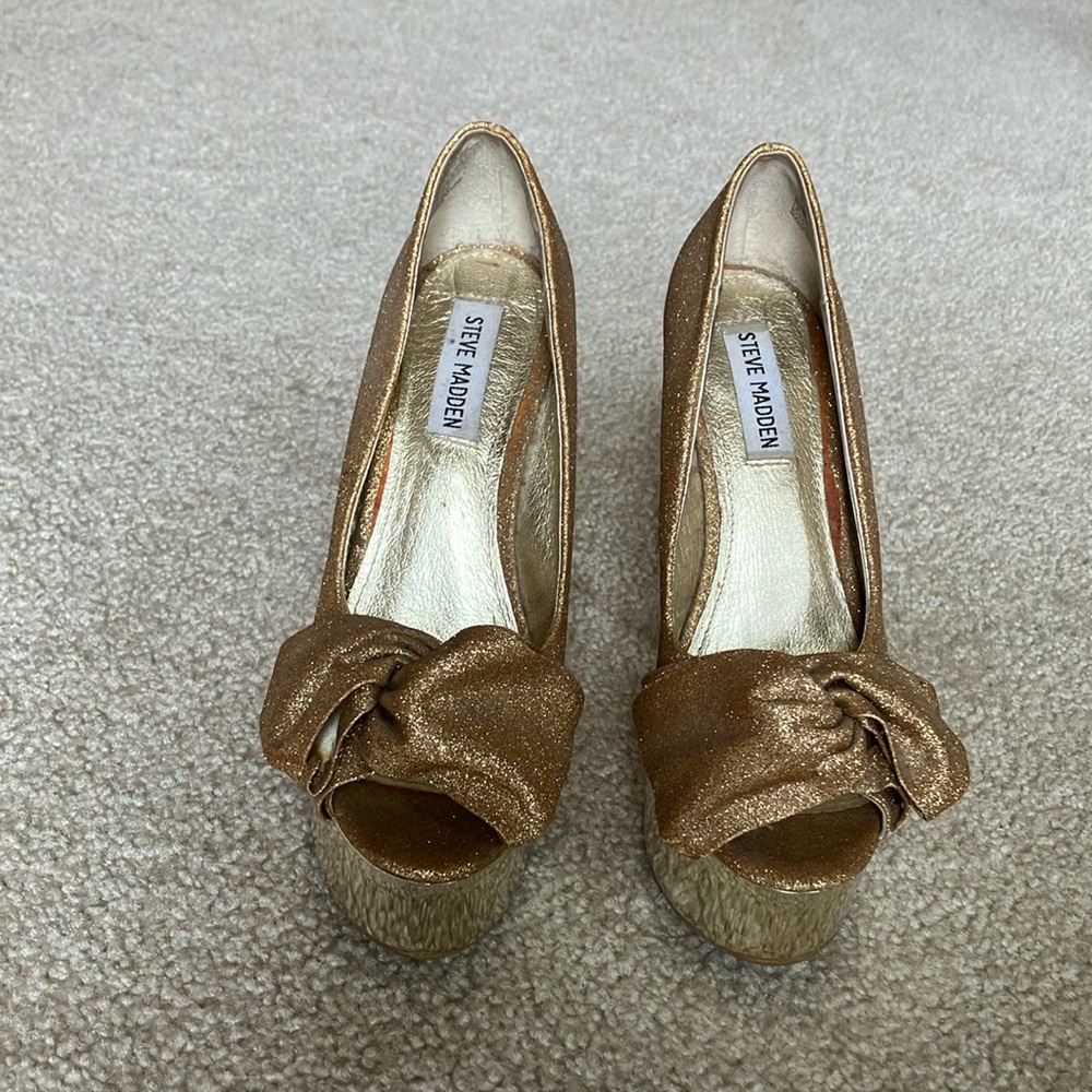 Steve Madden Gold Platform Shoes